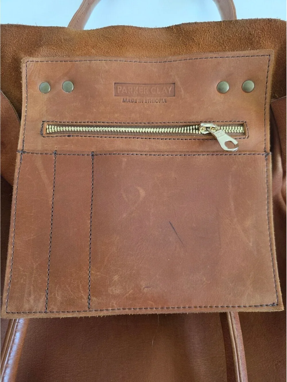 Parker Clay Brown Leather Merkato Signature Tote